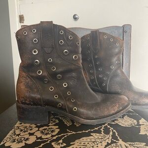 Frye Dark Brown Leather Ankle Boots